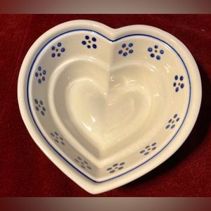 Vintage Boleslawiec Heart Shaped Polish Ceramic Candy Dish